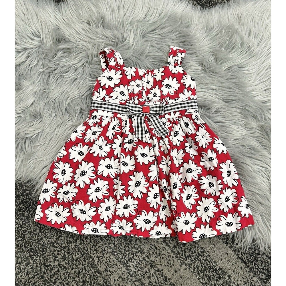 Ashley Ann Baby Girls Red Dress with Beautiful Daisy Pattern Size‎ 2